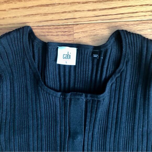 CABI Peplum Ruffle Party Ribbed Sweater Cardigan Black  Women’s Size L NWOT - Picture 4 of 11